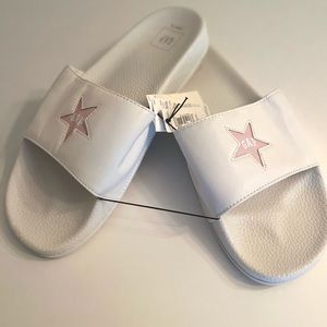 NWT TAG GAP PREMIUM SLIDES PINK STAR LOGO WOMEN 10/11